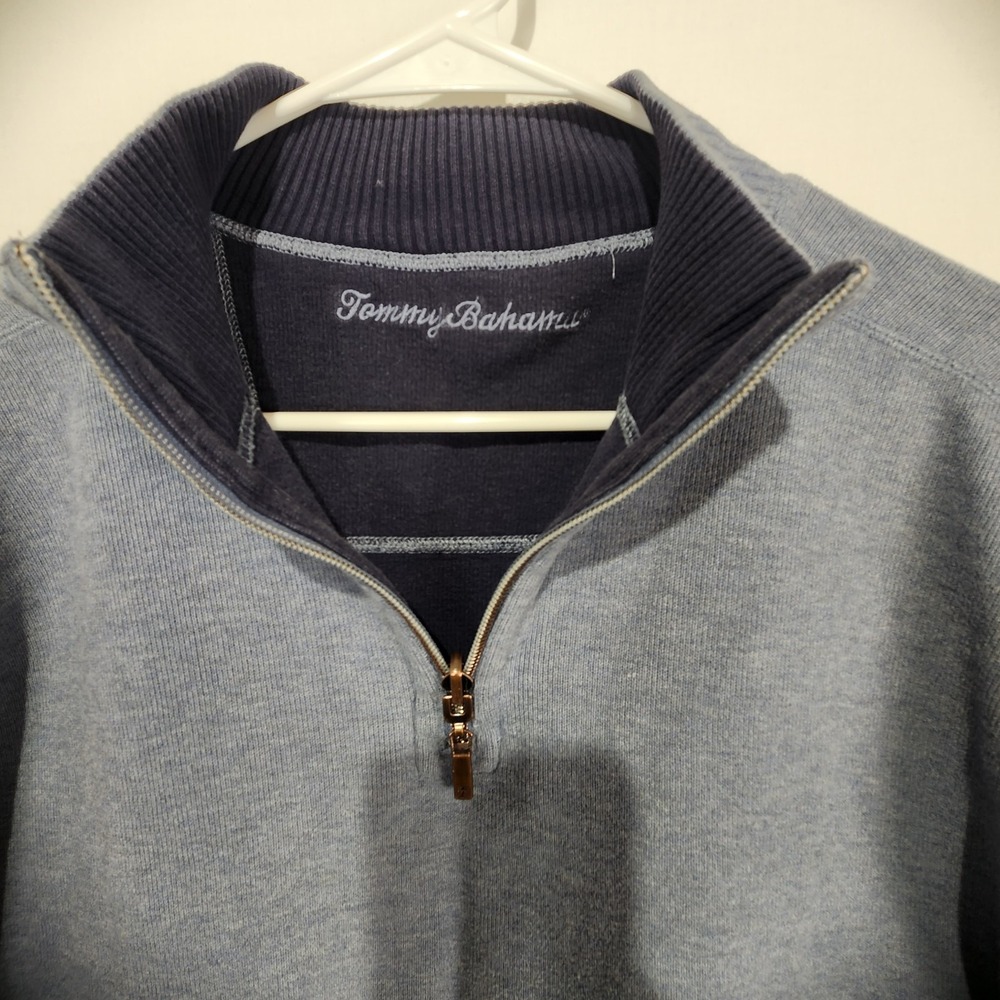 Tommy Bahama Men's 1/4 Zip Casual Knit Sweater Pullover Blue Size L - Picture 2 of 7